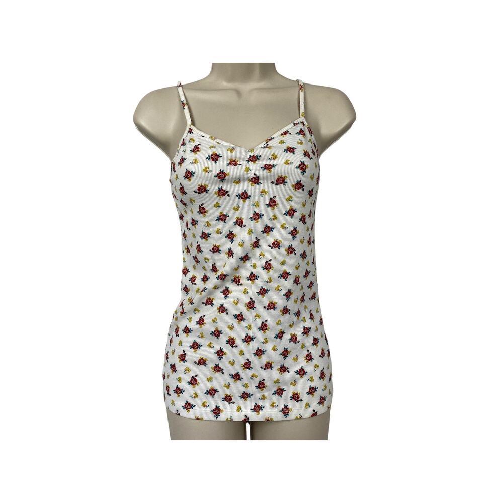 No Boundaries Dainty Floral Cami Medium Ribbed Y2K Cottagecore Babydoll Tank Top